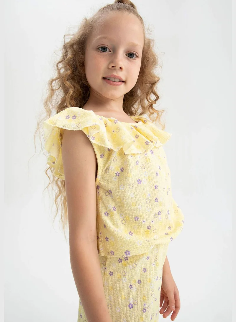 DeFacto Short Sleeves Frill Detail Loung Set