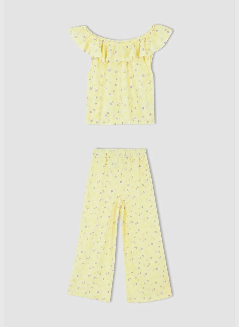 DeFacto Short Sleeves Frill Detail Loung Set