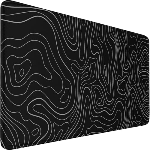 Naukay Large Extended Gaming Mouse Pad, 31.5x15.7 inch Computer Keyboard Mouse Mat, Water Resist Non-Slip Mousepad Rubber Base Long XXL Desk Mouse Pad for Gaming, Office & Home, Black White Lines - Image 1