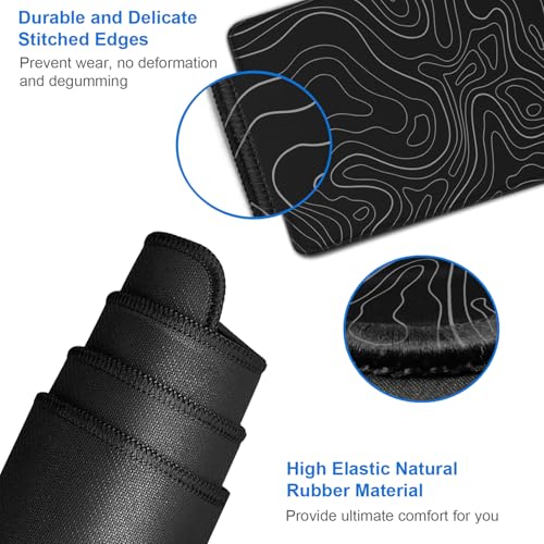 Naukay Large Extended Gaming Mouse Pad, 31.5x15.7 inch Computer Keyboard Mouse Mat, Water Resist Non-Slip Mousepad Rubber Base Long XXL Desk Mouse Pad for Gaming, Office & Home, Black White Lines - Image 5