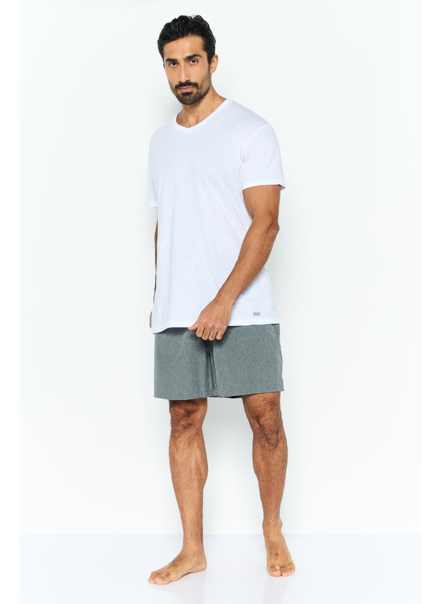 Rainforest - Men Brand Logo Drawstring Board Shorts, Grey - Image 1