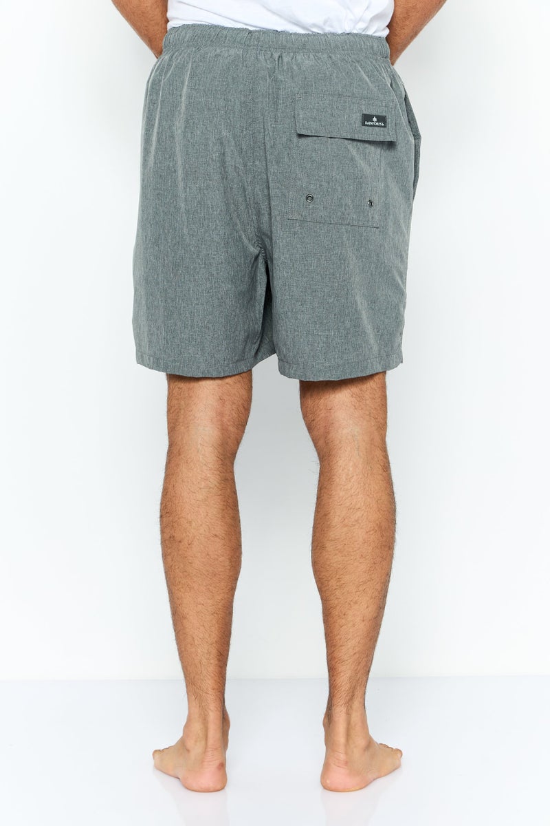 Rainforest Men Brand Logo Drawstring Board Shorts, Grey - Image 2