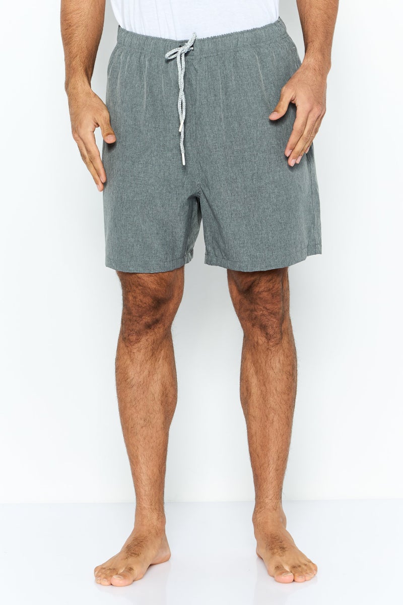 Rainforest Men Brand Logo Drawstring Board Shorts, Grey - Image 1