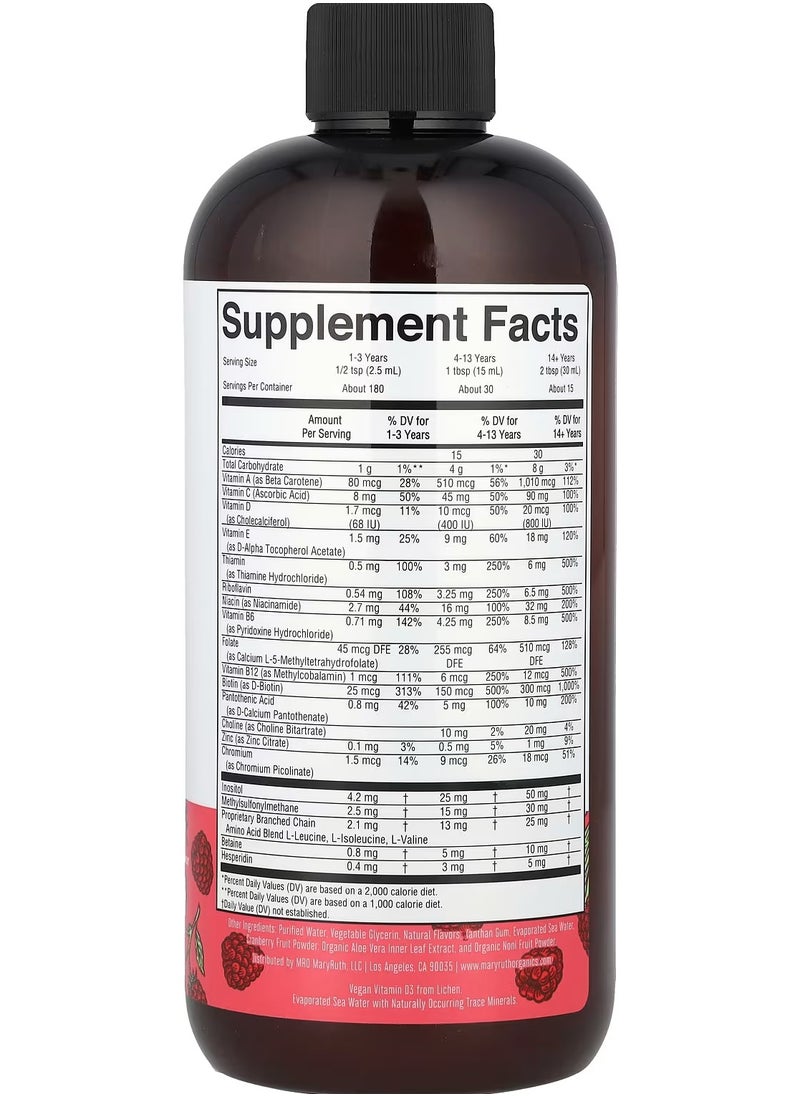 MaryRuth Organics - Liquid Morning Multivitamin, Raspberry, 15.22 fl oz - Image 1