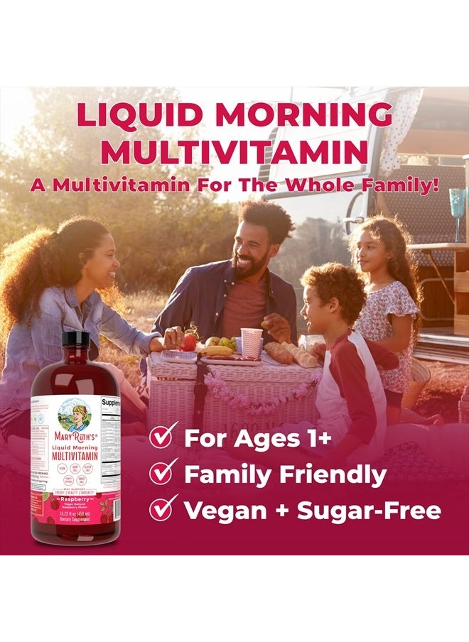 MaryRuth Organics - Liquid Morning Multivitamin, Raspberry, 15.22 fl oz - Image 1