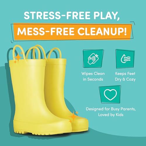LONECONE Lone Cone Rain Boots with Easy-On Handles in Matte Colors for Boys and Girls, Play-Proof Flexible Rubber, Durable Non-Slip Treads, Kid-Friendly for Hours of Joy - Sunshine Yellow, 7 Toddler - Image 5