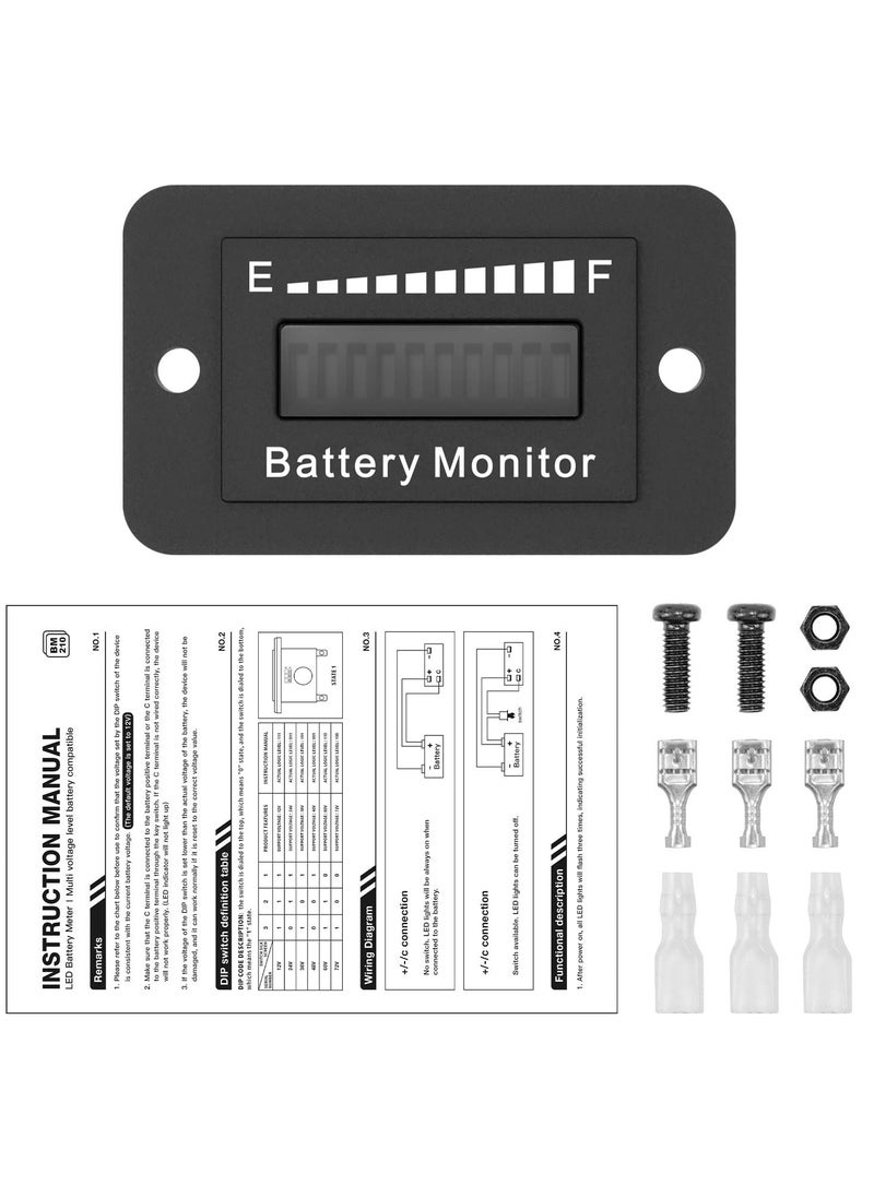 SYOSI Battery Indicator Meter, LED Battery Voltage Display, Golf Cart Battery Capacity Indicator, Waterproof Battery Monitor, Lithium Battery Acid Battery Gauge Meter for Most Cars  - Image 5