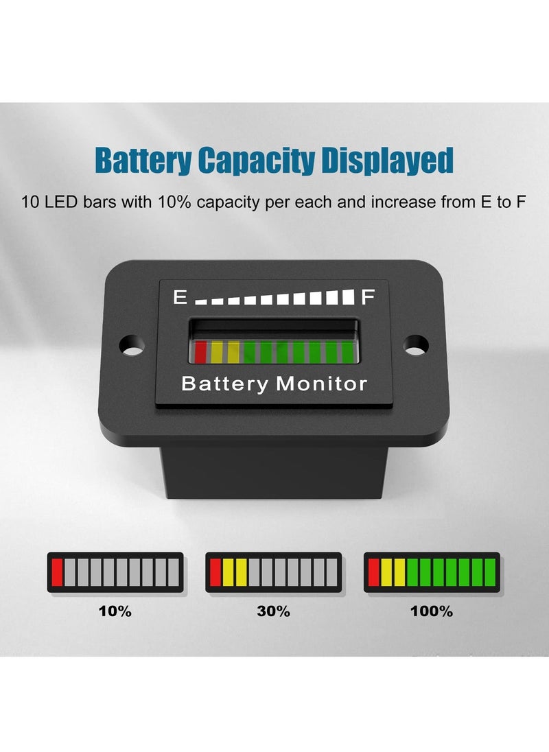 SYOSI Battery Indicator Meter, LED Battery Voltage Display, Golf Cart Battery Capacity Indicator, Waterproof Battery Monitor, Lithium Battery Acid Battery Gauge Meter for Most Cars  - Image 2
