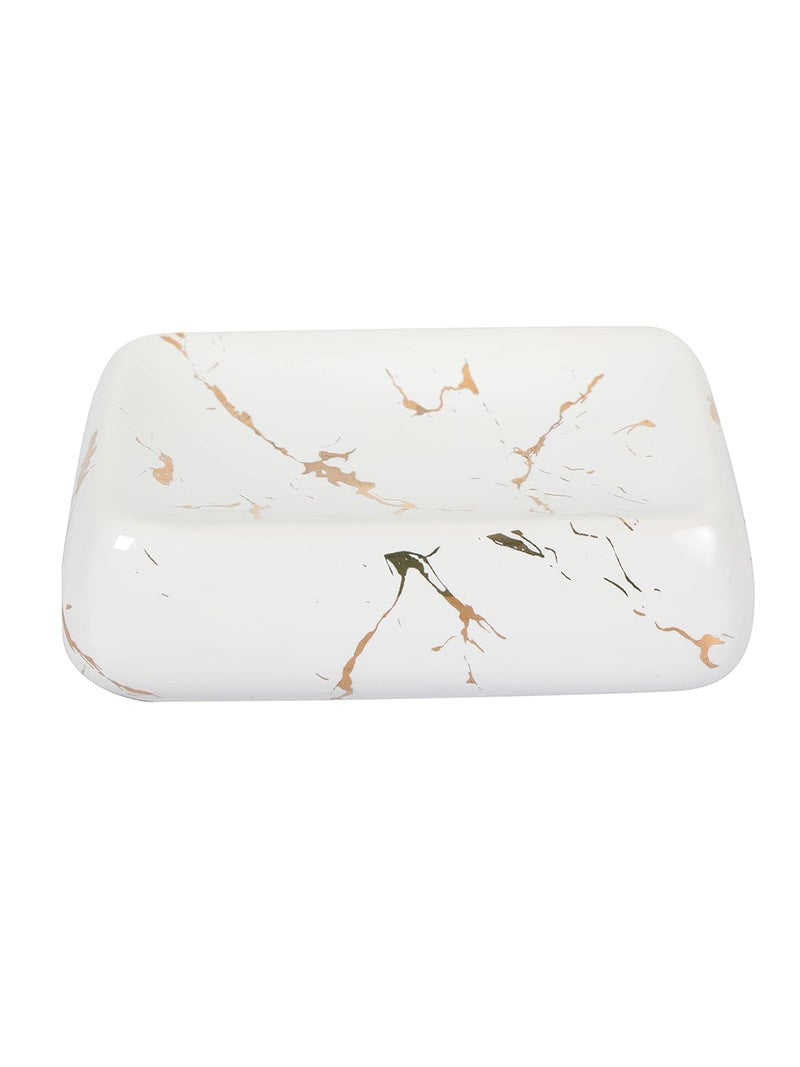 FabSeasons Ceramic Soap Holder Italian Marble Look Easy to Clean Decorative Dish Bar - Image 1