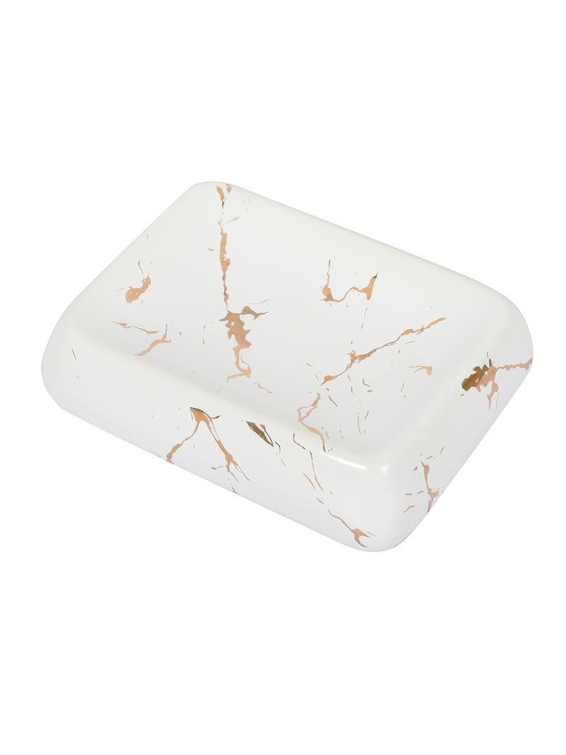 FabSeasons Ceramic Soap Holder Italian Marble Look Easy to Clean Decorative Dish Bar - Image 2