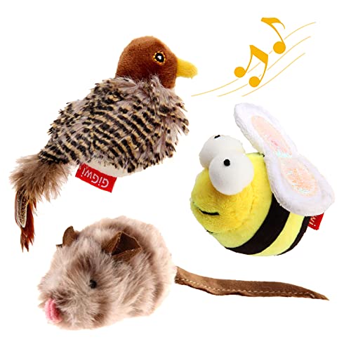 Gigwi Interactive Cat Toys Animal Sound BirdMouseBee Interactive Squeaking Cat Toys Melody Chaser Toys for Cats to Play Alone Play and Squeak Kitten Toys for Boredom - Image 1