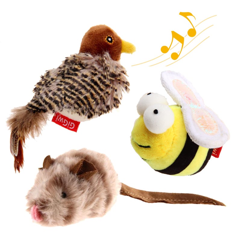 Gigwi Interactive Cat Toys Animal Sound BirdMouseBee Interactive Squeaking Cat Toys Melody Chaser Toys for Cats to Play Alone Play and Squeak Kitten Toys for Boredom - Image 2