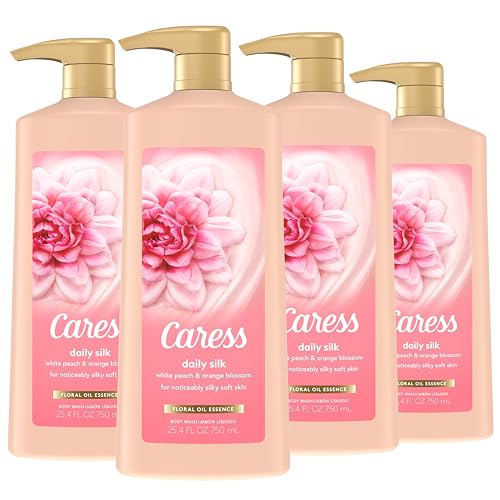 Caress Hydrating Body Wash with Pump Shower Gel For Soft, Silky Skin Daily Moisture Body Wash With Silk Extract & Floral Oil Essence, 25.4 Fl Oz (Pack of 4) - Image 1