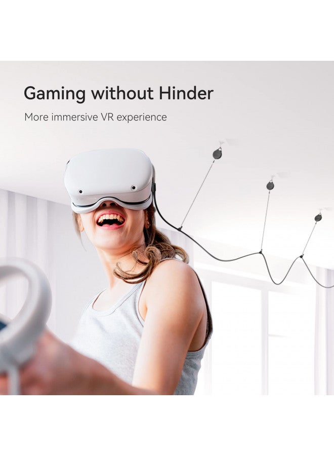 KIWI design [Pro Version] KIWI design VR Cable Management, 6 Packs VR Pulley System Compatible with Quest 3/2/1/Rift S/Valve Index/HTC Vive/Vive Pro/HP Reverb G2/PSVR/PS VR2 Link Cables - Image 3