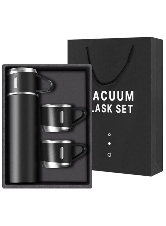 Vacuum Flask مج وترمس حراري أصلي بسعة 500 مل مع ثلاثة اكواب ، زجاجة حرارية ، ترمس شاي وقهوة يحافظ على الحرارة معزول بتفريغ الهواء من الستانلس ستيل 304، مناسب للسفر والمشروبات الساخنة والباردة، ومثالي للأطفال والرضع. يتميز بتصميم مقاوم للتسرب ويعتبر هدية رائعة للاستخدام في الهواء الطلق، المكتب، المنزل، والرياضة، - مج قهوة و نسكافيه وكابتشينو وشاي - مج مناسب لمسند السيارة - مج كوفي- عازل بجدار مزدوج من الستانلس ستيل - كوب حراري معزول بتفريغ الهواء من الستانلس ستيل بجدار مزدوج للشاي والقهوة والسفر - مجموعة ترمس حراري مع تلات كوبايات - زجاجة مياه معزولة بتفريغ الهواء من الستانلس ستيل - طقم قارورة عازلة للحرارة مع 3 اكواب - Image 1