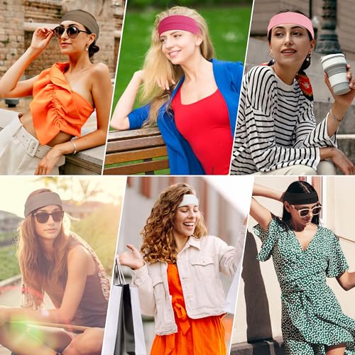 Ztomine Headbands for Women, 8pcs Stretchy Non Slip Soft Cotton Cloth Hair Bands for Sports, Workout, Yoga and Running - Image 3