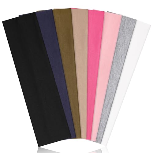 Ztomine Headbands for Women, 8pcs Stretchy Non Slip Soft Cotton Cloth Hair Bands for Sports, Workout, Yoga and Running - Image 1
