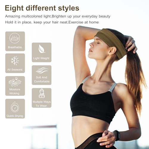 Ztomine Headbands for Women, 8pcs Stretchy Non Slip Soft Cotton Cloth Hair Bands for Sports, Workout, Yoga and Running - Image 2