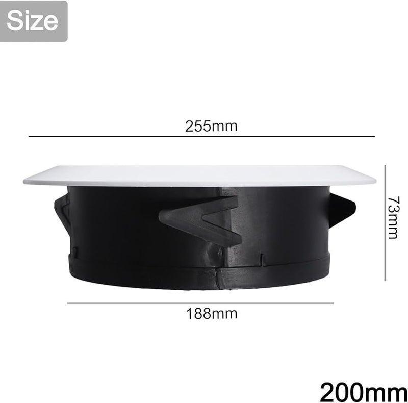 غطية مشبك تهوية مستديرة قابلة للتعديل 200 مم من مادة ABS للجدران والأسقف مع تحكم في الهواء - Image 2
