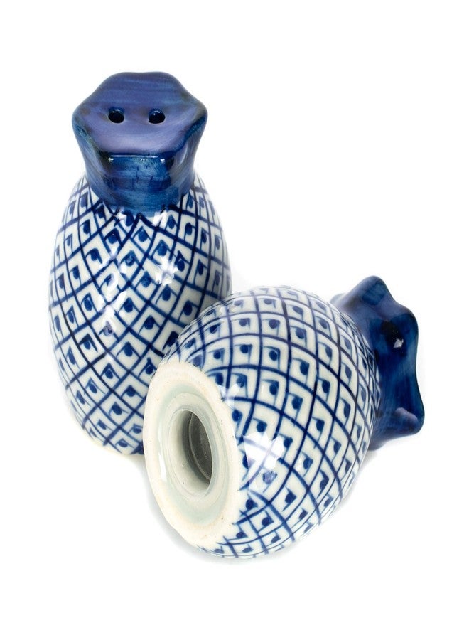 Sea Island Pineapple Blue and White 2 inch Porcelain Ceramic Salt and Pepper Shaker Set - Image 5