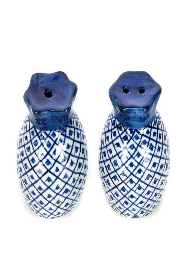 Sea Island Pineapple Blue and White 2 inch Porcelain Ceramic Salt and Pepper Shaker Set - Image 4