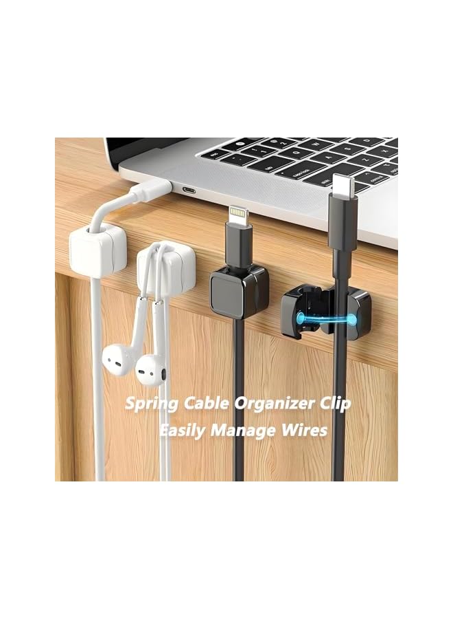 promass Magnetic Cable Organizer & Holder Clips (6 Pack), Cable Management Clip, 0.79" x 0.79" x 0.67", Neutral - Image 2