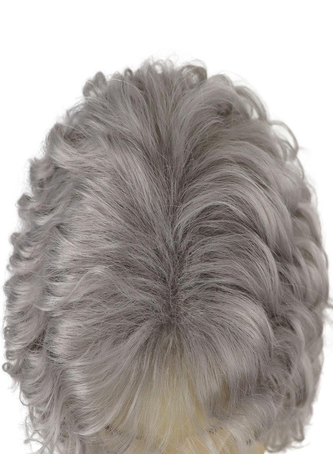 GNIMEGIL Long Curly Wavy Grey Wigs for Men Synthetic Natural Party Halloween Cosplay Hair Wig with Bangs - Image 5