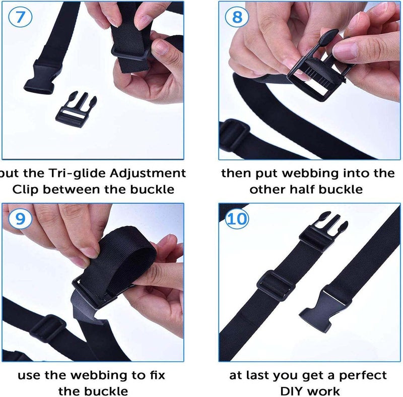 DIY Crafts DIY Crafts 2 inch Set 4 Buckle 4 TriGlide Slide 4mtr Webbing Flat Side Release Buckles TriGlide Slides As Choice Meter Webbing Black Roll 2 inch Set 4 Buckle 4 TriGlide Slide 4mtr Webbing  - Image 4