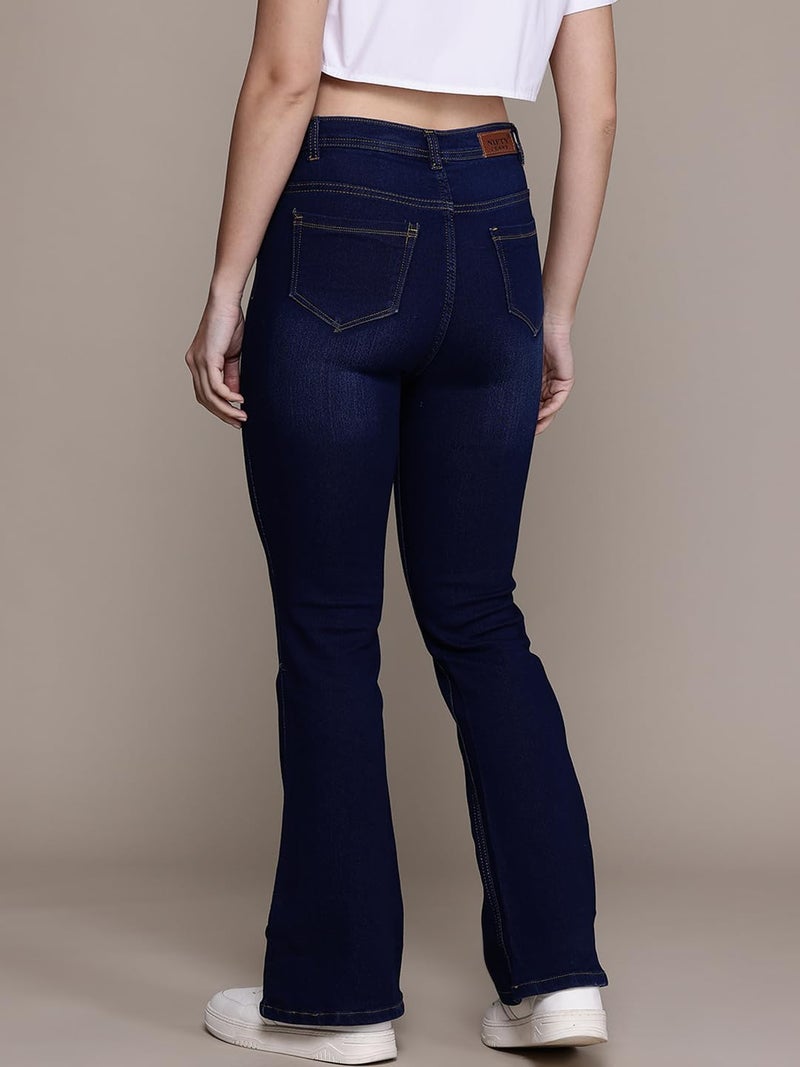 Nifty Women's Denim Stretchable High Waist Bootcut Jeans (1478_BLU_34_Blue_34) - Image 5