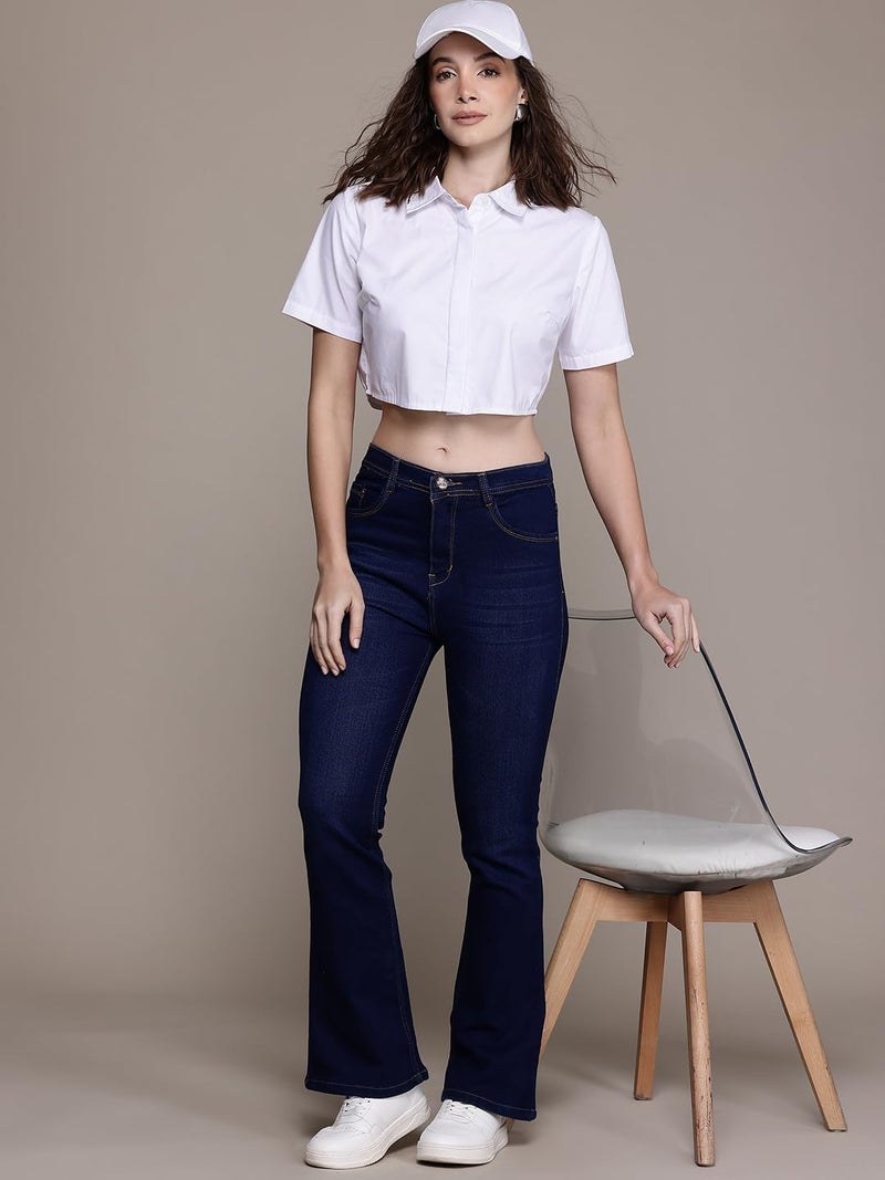 Nifty Women's Denim Stretchable High Waist Bootcut Jeans (1478_BLU_34_Blue_34) - Image 2