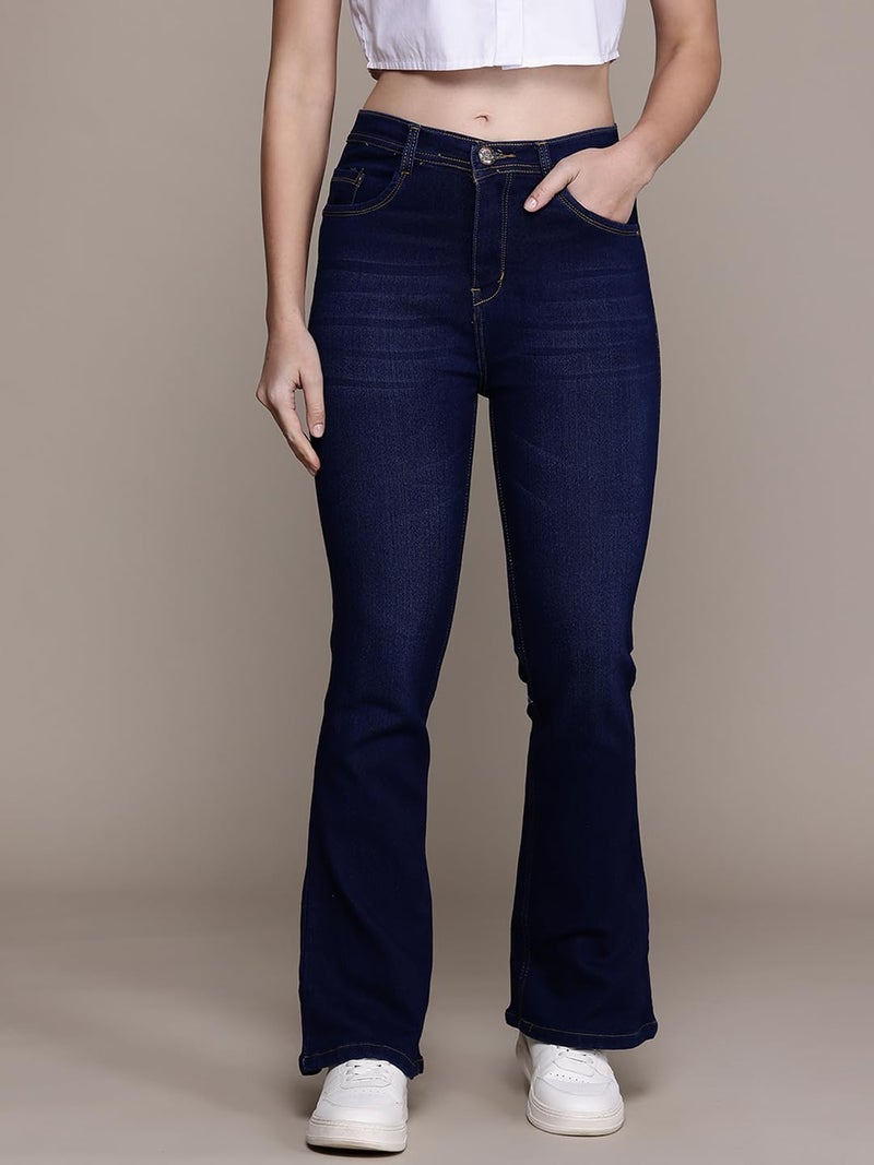 Nifty Women's Denim Stretchable High Waist Bootcut Jeans (1478_BLU_34_Blue_34) - Image 3