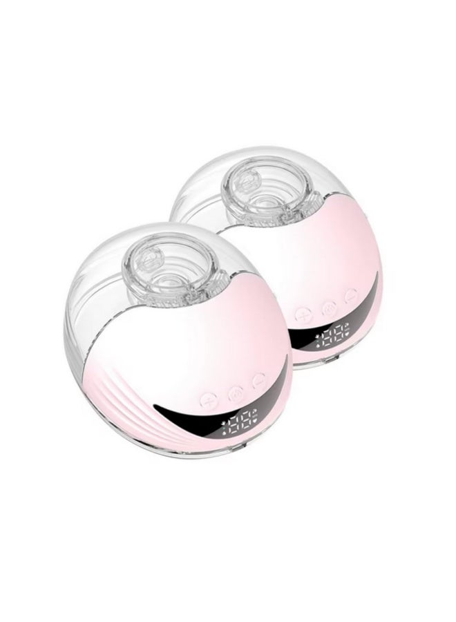2pcs Wearable Breast Pump Hands Free Electric Breast Pumps Comfort Milk Collector Lightweight with LED Display 4 Modes & 12 Levels (MY-375)-Pink - Image 1