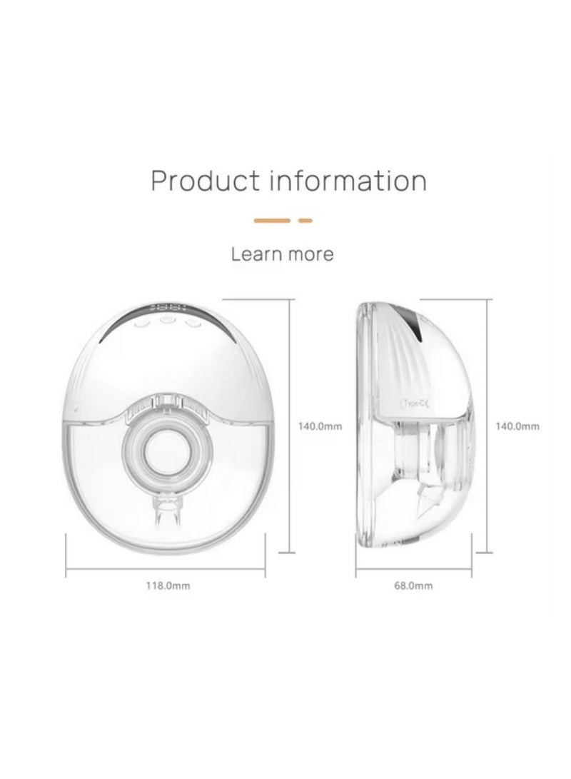 2pcs Wearable Breast Pump Hands Free Electric Breast Pumps Comfort Milk Collector Lightweight with LED Display 4 Modes & 12 Levels (MY-375)-Pink - Image 2