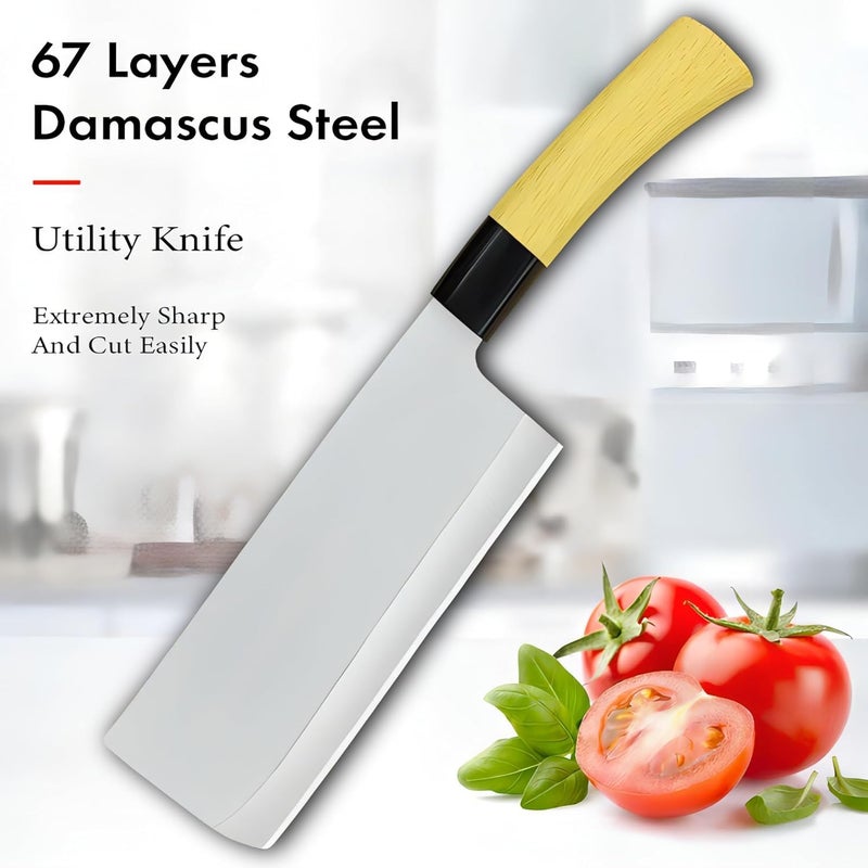PLEATPACK Stainless Steel Half Chopper Knife Multipurpose Meat Cleaver for Home Kitchen Restaurant HeavyDuty Cutting Knife WoodSilver Large Size - Image 2