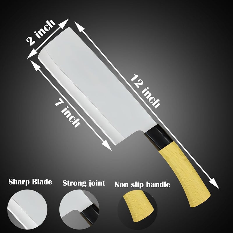 PLEATPACK Stainless Steel Half Chopper Knife Multipurpose Meat Cleaver for Home Kitchen Restaurant HeavyDuty Cutting Knife WoodSilver Large Size - Image 5