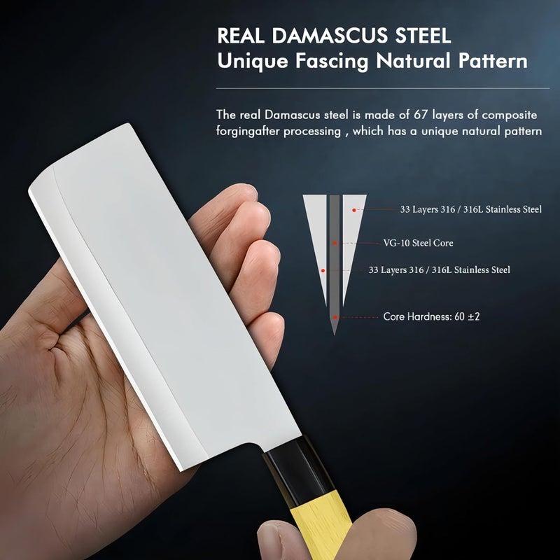PLEATPACK Stainless Steel Half Chopper Knife Multipurpose Meat Cleaver for Home Kitchen Restaurant HeavyDuty Cutting Knife WoodSilver Large Size - Image 3