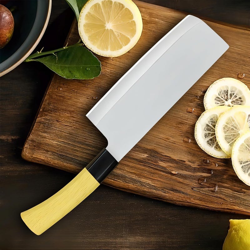 PLEATPACK Stainless Steel Half Chopper Knife Multipurpose Meat Cleaver for Home Kitchen Restaurant HeavyDuty Cutting Knife WoodSilver Large Size - Image 1