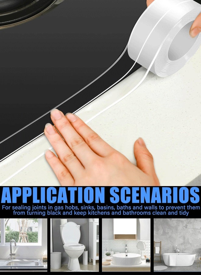 Clear Caulk TapeWaterproof Self Adhesive Caulk Strip Bathtub Sealant Tape Sealing Strip Oil Proof Bathroom Sealant for Kitchen Floor Wall Edge Protector(PVC) - Image 1