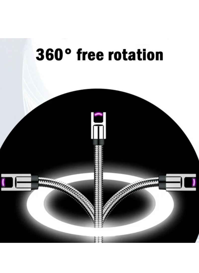 Yuwell Electric BBQ Lighter 360 Degree Windproof Flameless Flexible Neck Long USB Type-C Rechargeable Electric Candle Arc Lighter With LED Battery Display Rose Pink  - Image 3