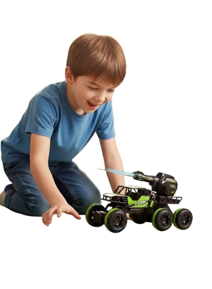 بريميم شاحنة ستورم القتالية للطرق الوعرة للأطفال – سيارة تحكم عن بعد بست عجلات مناسبة لجميع التضاريس مع مدفع دوّار وإطارات متينة وتصميم لعب حركي - Image 2