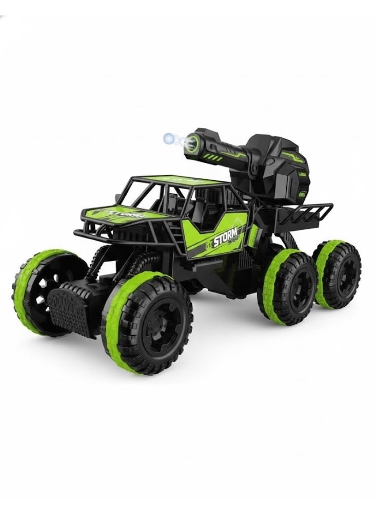 بريميم شاحنة ستورم القتالية للطرق الوعرة للأطفال – سيارة تحكم عن بعد بست عجلات مناسبة لجميع التضاريس مع مدفع دوّار وإطارات متينة وتصميم لعب حركي - Image 1