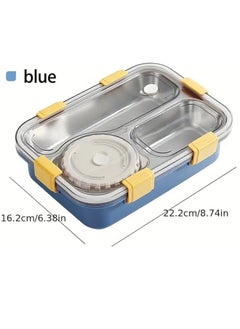 Brain Giggles BrainGiggles 3-Compartment Thermal Lunchbox with Removable Inner Tray - Insulated, Leak Proof Bento Box for Kids-Blue  - Image 2