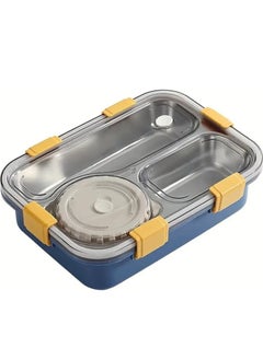 Brain Giggles BrainGiggles 3-Compartment Thermal Lunchbox with Removable Inner Tray - Insulated, Leak Proof Bento Box for Kids-Blue  - Image 1