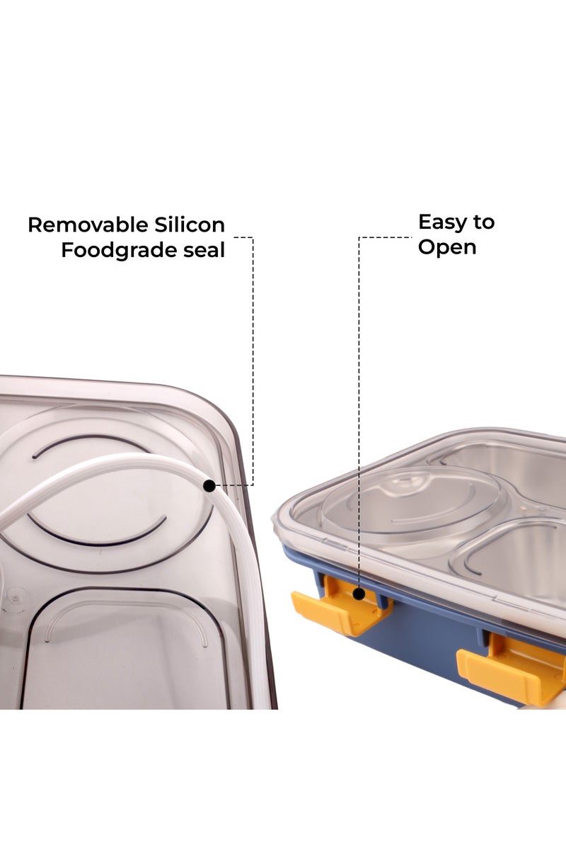 Brain Giggles BrainGiggles 3-Compartment Thermal Lunchbox with Removable Inner Tray - Insulated, Leak Proof Bento Box for Kids-Blue - Image 5