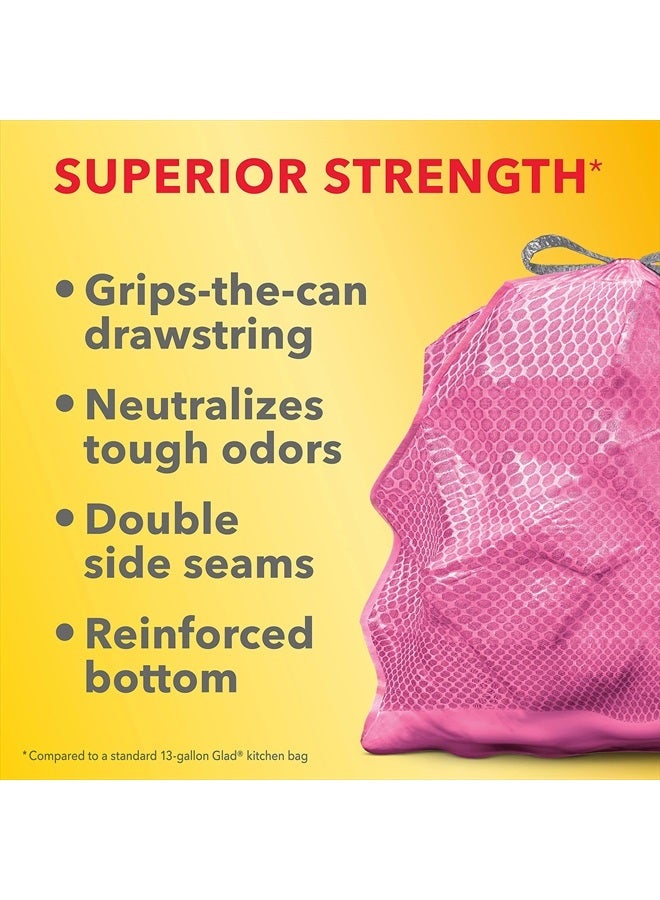 Glad أكياس القمامة، أكياس قمامة مطاطية عالية مرونة، سعة 13 جالون، عطر فابريز زهر الكرز، 34 قطعة - Image 4