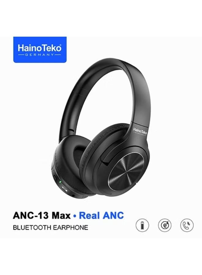 ANC-13 MAX Active Noise Cancellation Bluetooth Headphones with High-Quality Sound – Stylish & Comfortable Black Wireless Head phones for Music and Sports.