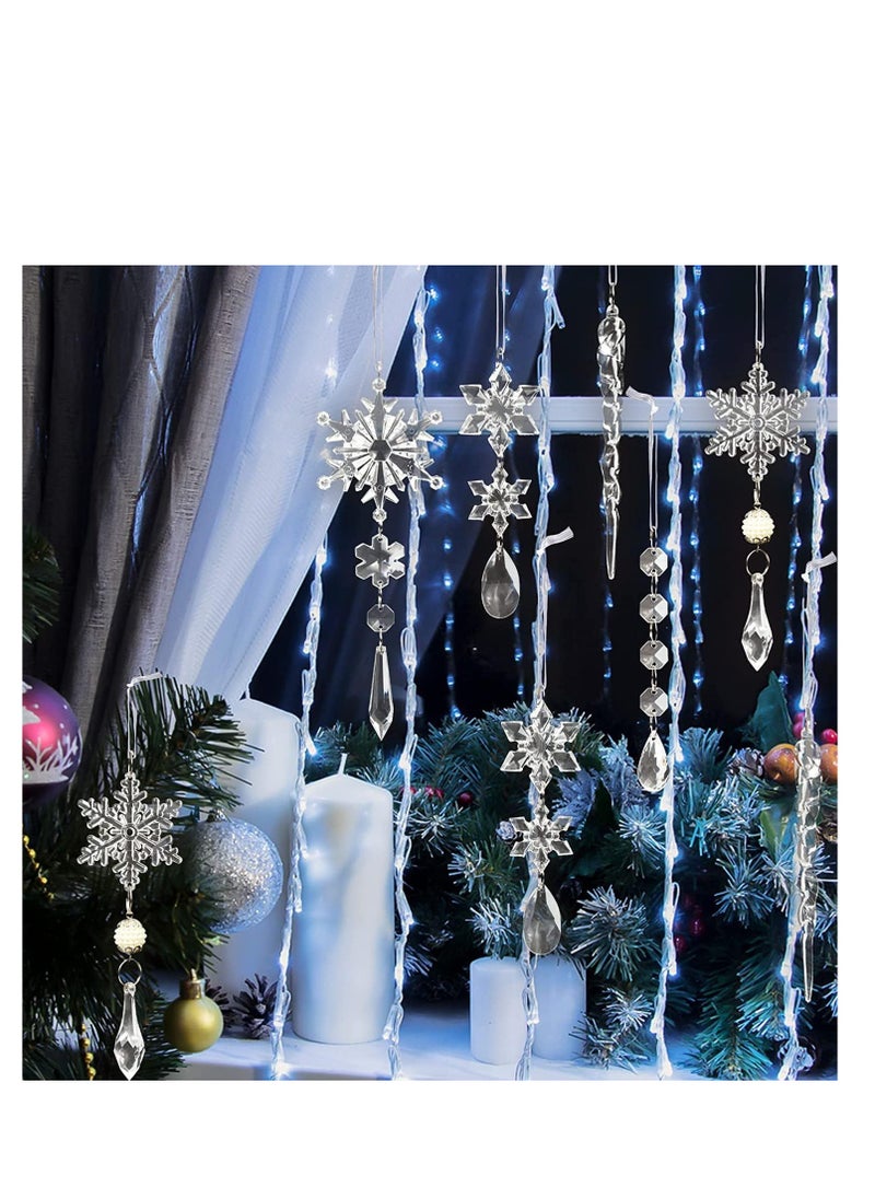 Generic Christmas Tree Ornaments, 10PCS Acrylic Snowflakes for Chritsmas Tree Decoration, Artificial Icicles Decoration Set for Xmas Home Decor, Crystal Drop Pendants for New Year Party Decorations Supplies  - Image 3