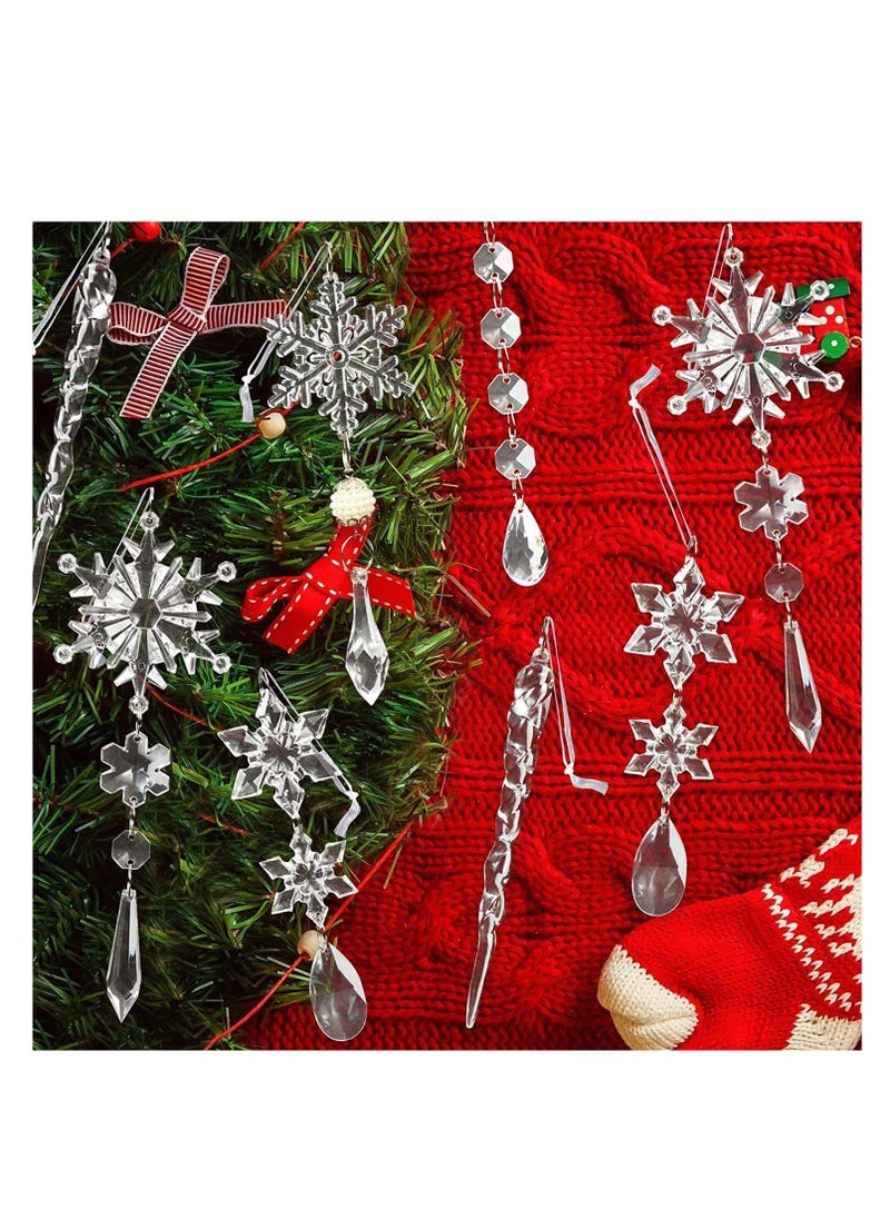 Generic Christmas Tree Ornaments, 10PCS Acrylic Snowflakes for Chritsmas Tree Decoration, Artificial Icicles Decoration Set for Xmas Home Decor, Crystal Drop Pendants for New Year Party Decorations Supplies  - Image 4
