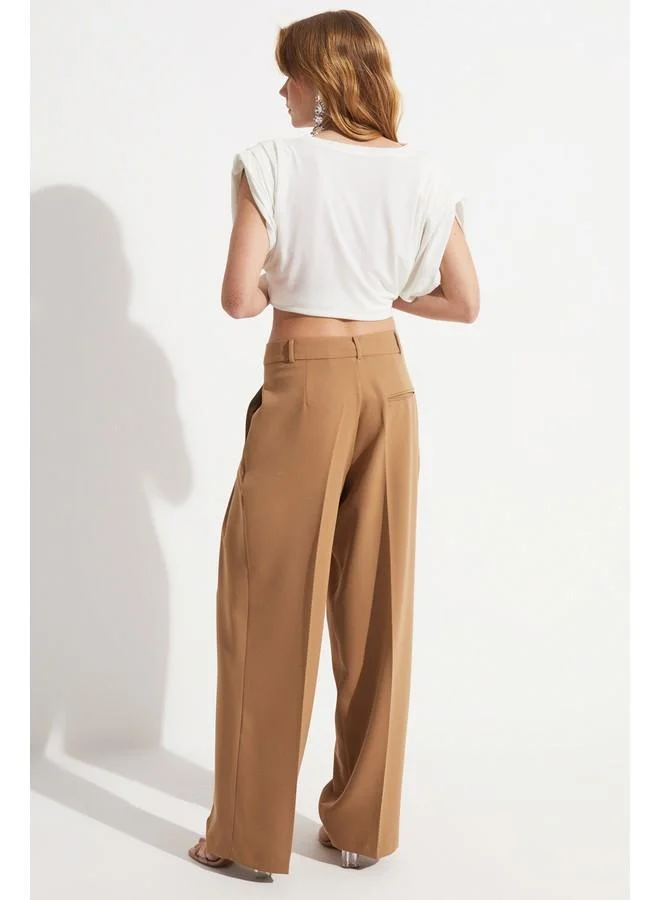 JUNE June Pleat Detailed Palazzo Trouser Mink