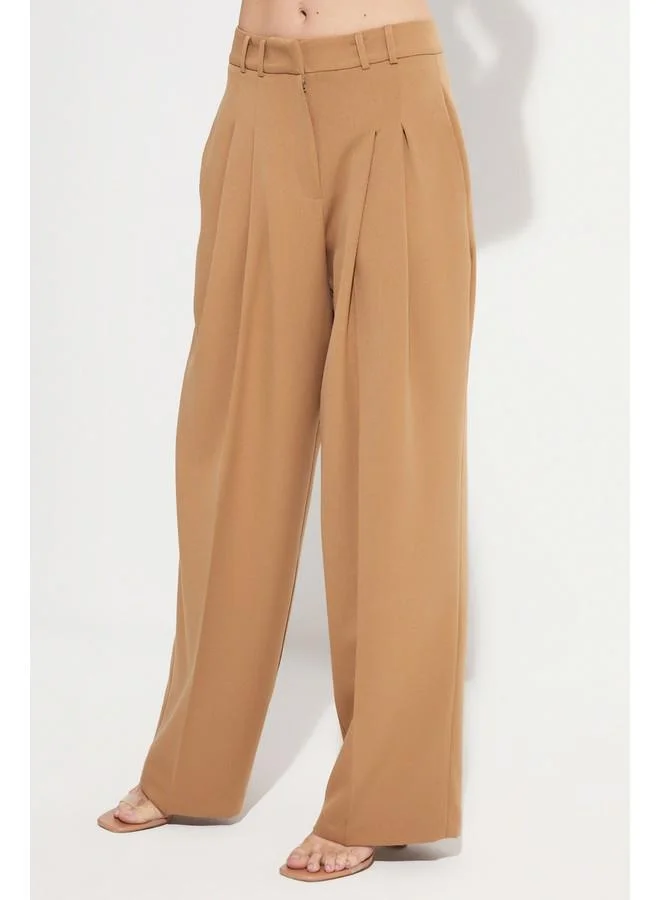 JUNE June Pleat Detailed Palazzo Trouser Mink